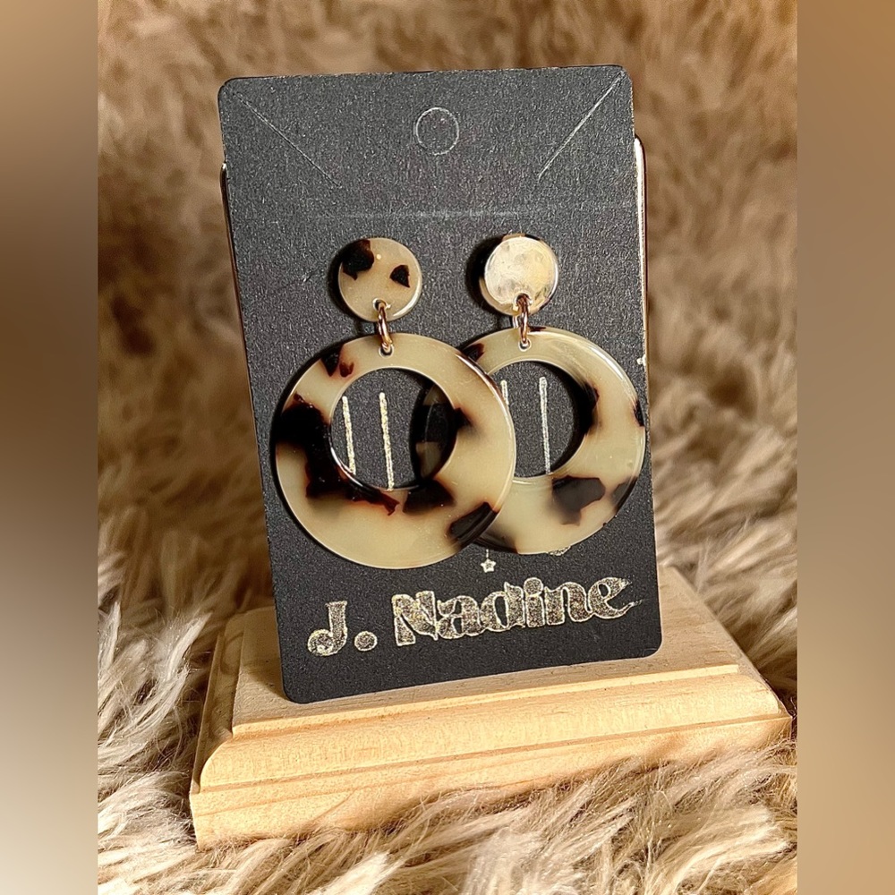 2 for $12  Tortoise Shell Resin Drop Earrings.